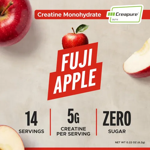 Vista 2 de FITAID - Monohidrato de creatina en polvo con CreaPure®, sabor a manzana Fuji, 14 paquetes de una sola porción, creatina pura para mujeres