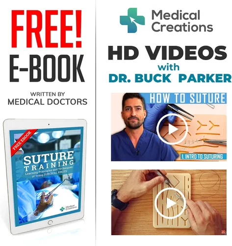 Vista 2 de Medical Creations - Kit de práctica de sutura - con serie de videos de sutura por cirujano certificado por la junta y guía de entrenamiento