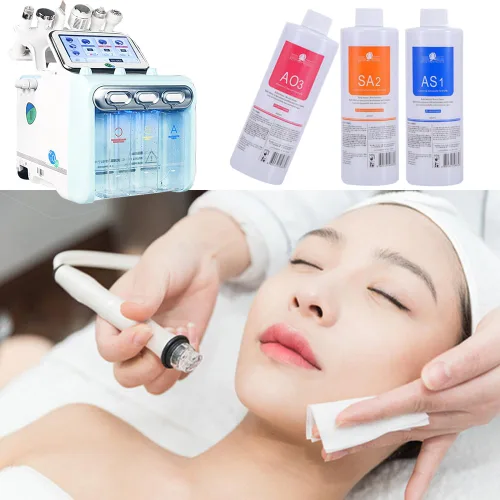 Vista 3 de YMEYFAN Solución hidratante facial AO3 para máquina facial profesional, AS1 SA2 AO3 Aqua Peeling Solution Sueros hidratados para limpieza facial
