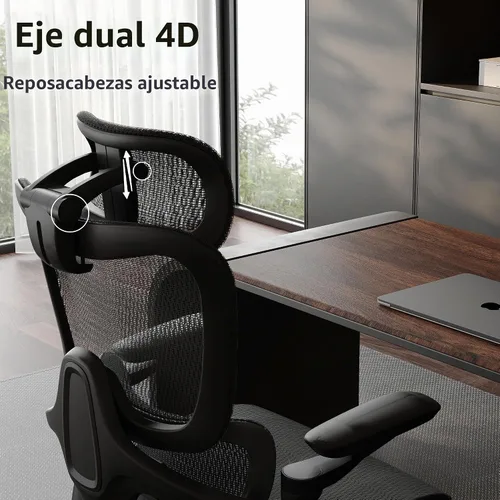 Vista 4 de Silla de oficina ergonómica, silla de computadora de malla,Silla de escritorio para el hogar Negro
