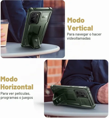 Vista 4 de Dexnor Funda para Samsung Galaxy Note 20 Ultra 5G, [Protector de pantalla y soporte integrados] Protección de grado militar resistente a prueba