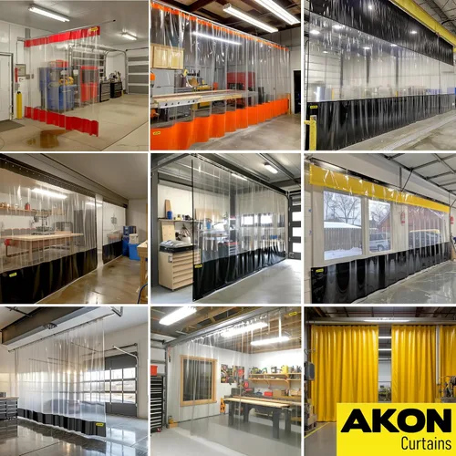 Vista 2 de Akon - Cortinas divisoras de garaje con riel, paneles de vinilo