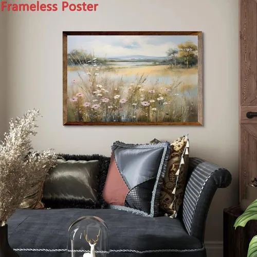 Vista 2 de BACKYMRJCART Arte de pared de paisaje vintage, pinturas de flores silvestres, paisaje de flores silvestres, 16 x 24 pulgadas, sin marco