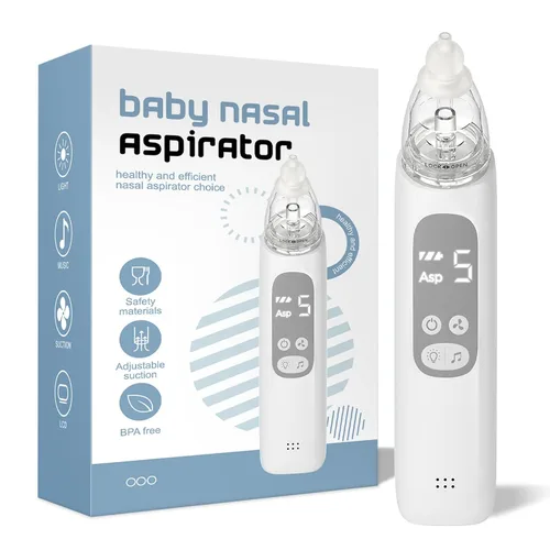 Vista 8 de X-Bosak Aspirador nasal para bebé, ventosa nasal eléctrica para bebé, succión de mocos con 5 niveles de succión, luz calmante y rimas infantiles