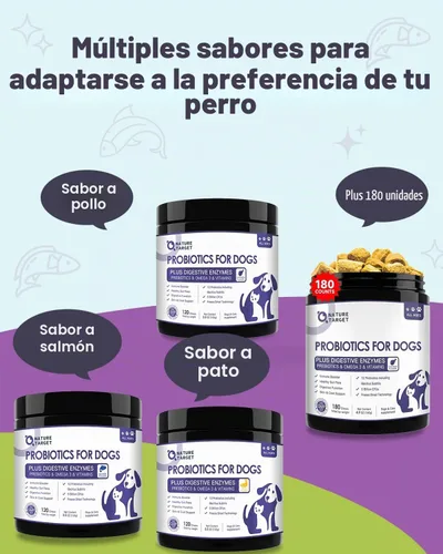Vista 8 de NATURE TARGET Probióticos para perros, sabor a salmón, 120