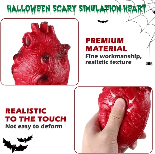 Vista 4 de PRETYZOOM Accesorio de corazón falso de Halloween, modelo de corazón de resina exprimible, parte del cuerpo humano sangriento de simulación