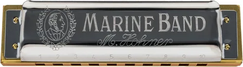 Vista 5 de Hohner Marine Band 1896 Classic Harmonica - Paquete de llave de C # con funda, calcomanías para llaves, manual de instrucciones y paño de pulido