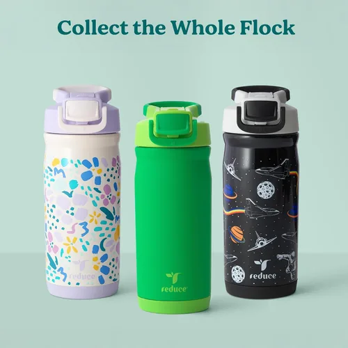 Vista 6 de Reduce Hydrate Pro Kids - Botella de agua aislada de acero inoxidable de 14 onzas con pajilla, vaso a prueba de derrames para niños, retención
