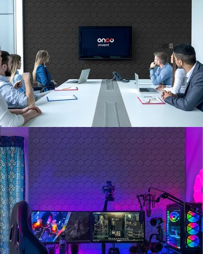 Vista 6 de Kuchoow Paneles acústicos, espuma absorbente de sonido, paneles de pared de estudio insonorizados de alta densidad, paneles de espuma insonorizados