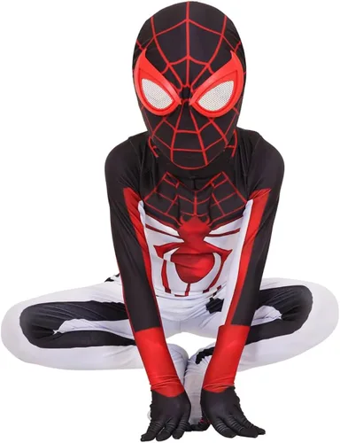 Vista 3 de yrkasvr Disfraz de superhéroe para niños, disfraz de Halloween, unisex, de elastano