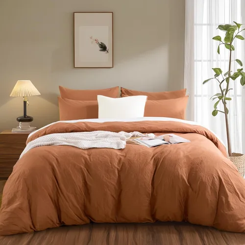 Vista 77 de NEXHOME PRO Funda de edredón Twin XL 100% algodón lavado, transpirable, duradera, texturizada, similar al lino, juego de ropa de cama para el hogar