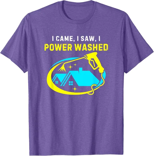 Vista 15 de Camiseta con texto en inglés "I Came, I Saw, I Power Washed Funny Power Washing", Negro