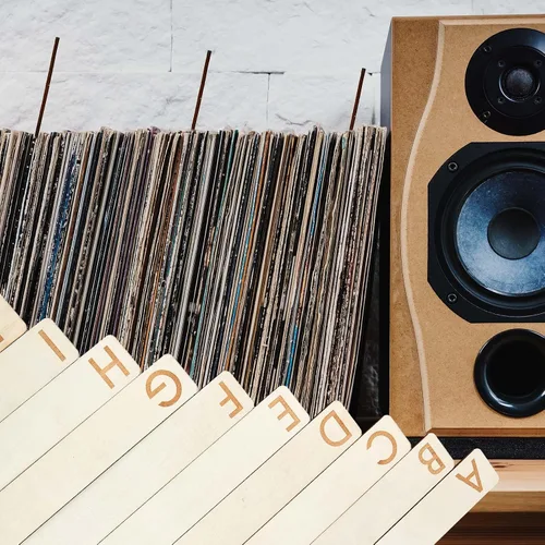 Vista 5 de Soaoo 26 separadores de discos de vinilo de madera alfabéticos A-Z de una sola cara horizontal y vertical, separadores de discos de álamo