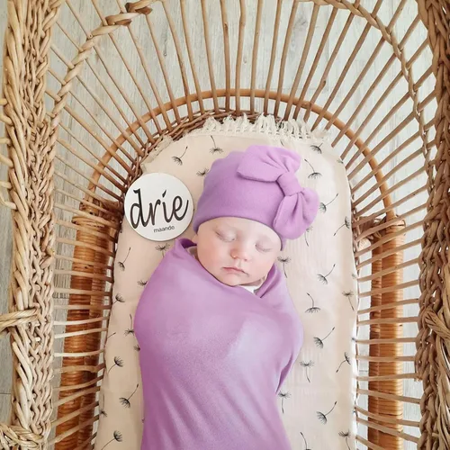 Vista 6 de AQOKKA Manta de Recepción para Recién Nacido con Gorro de Lazo Mitones Juego de Tarjetas de Madera para Recién Nacidos Niños Pequeños Bebé Niño Niña