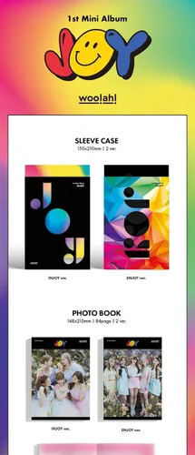 Vista 2 de DREAMUS Woo!ah! Joy 1st Mini álbum 2 versiones CD+84p PhotoBook+Sostenedor + 1p 4Cut Film Photo+1p 4Cut Film Photo+ 1p Poster Plegable en Pack+1p