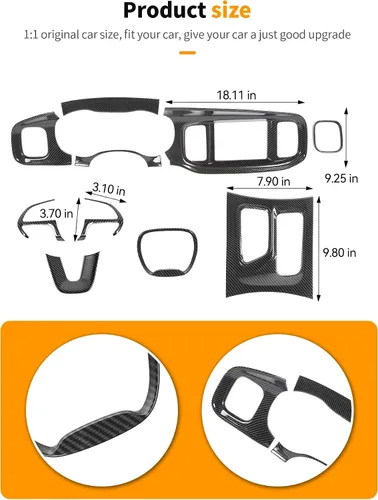 Vista 4 de Hoolcar para Dodge Charger 2015+ Kit de Embellecedores de Decoración Interior, Panel Central de Control del Tablero, Embellecedor del Panel