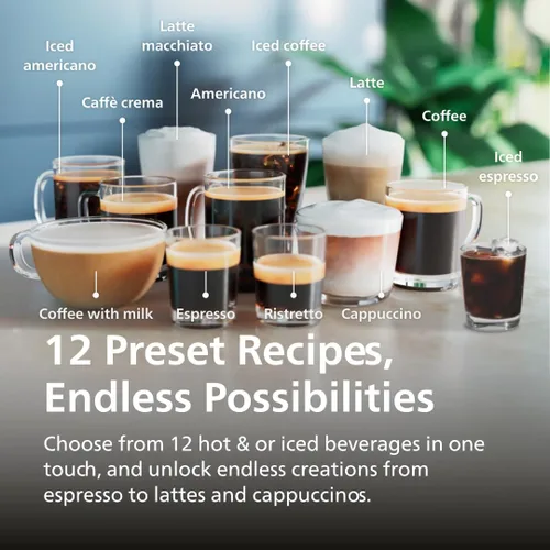 Vista 2 de Philips Máquina de café espresso totalmente automática serie 4400 – 12 cafés calientes y helados, sistema de leche LatteGo rápido de limpiar