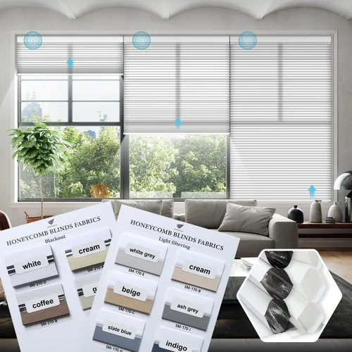 Vista 20 de SmartWings Persianas celulares motorizadas, persianas de panal compatibles con Zigbee/Alexa/Z-Wave/Homekit, control remoto inalámbrico para hogar