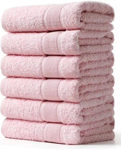 Vista 14 de Aibaser Toallas de baño, 27 x 54 pulgadas, naturales, ultra absorbentes, para baño, viajes, gimnasio, ducha y spa (juego de 6 piezas) (azul)