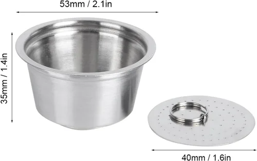 Vista 5 de Oumefar Cápsulas de café reutilizables, cápsulas de café reutilizables de acero inoxidable con tapa de silicona, taza de cápsula de café recargable
