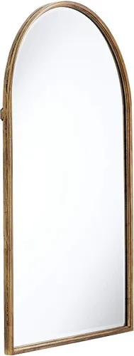 Vista 4 de Uttermost Clara - Espejo de pared decorativo con parte superior arqueada, marco de metal dorado brillante, borde redondeado, vidrio biselado de 24