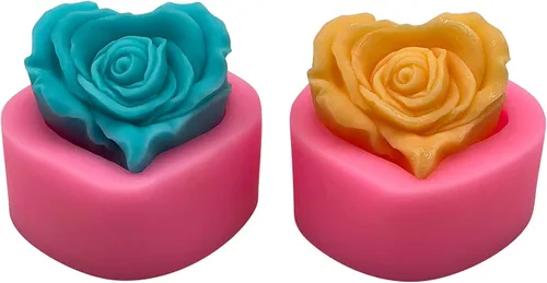Vista 2 de Monqui - Juego de 2 moldes de silicona para velas de regalo de boda y San Valentín, moldes de chocolate, moldes de jabón, moldes para manualidades