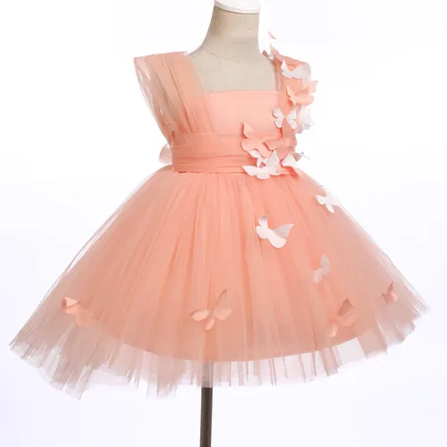 Vista 3 de Vestido de tutú con lentejuelas y lazo alto y bajo, vestido de pétalos de encaje, princesa, concurso, boda, fiesta de cumpleaños, vestido formal