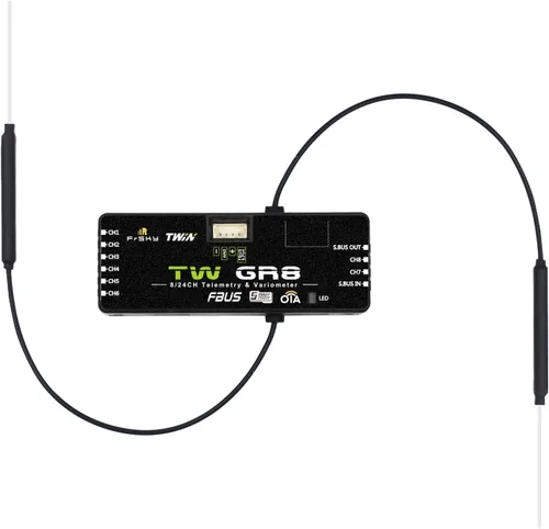 Vista 3 de FrSky TW GR8 Receptor dual de 2.4 GHz con sensor Vario 8 salidas PWM Redundante SBUS Telemetría RC Glider Compatible con FBUS/S.Port OTA actualizable