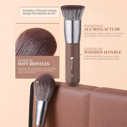 Vista 4 de DUcare Pinceles de maquillaje profesional con bolsa+espejo de tocador plegable con soporte