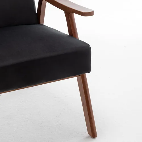 Vista 6 de Container Furniture Direct Silla decorativa con tapicería de microfibra y marco de madera maciza, muebles de sala de estar clásicos de mediados