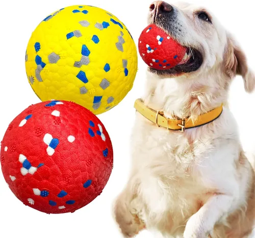 Vista 11 de Petcare Paquete de 2 pelotas para perros, juguetes para masticadores agresivos, pelotas de tenis indestructibles para perros medianos y grandes