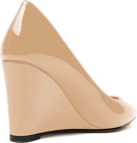 Vista 5 de WAYDERNS Zapatos de tacón alto con cuña para mujer, con puntera puntiaguda, de 3.3 pulgadas