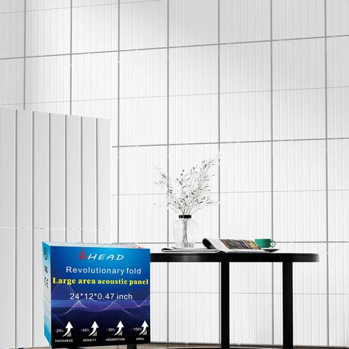 Vista 27 de Paneles Acústicos de Pared Grandes 47.2"x23.6"x1.57" Paquete de 4, Paneles de Prueba de Sonido DIY 3D con Ondas para Paredes, Paneles de Pared
