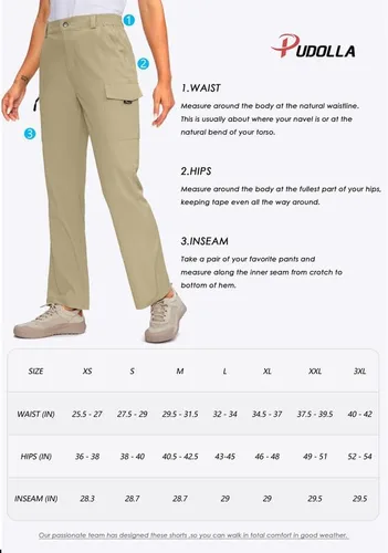 Vista 7 de Pudolla Women's Hiking Pants with Pockets Boot Cut Lightweight Cargo Travel Camping Golf Pants for All Seasons