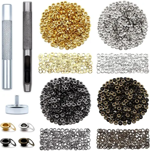 Vista 11 de SEMINI Kit de 800 ojales Gronmets de 0.138 in con 3 piezas de herramientas de instalación para zapatos, ropa, bolsa de manualidades, 4