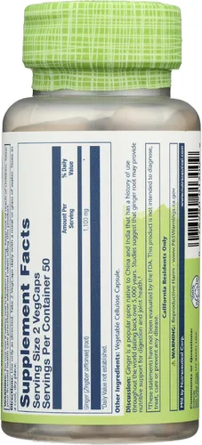 Vista 4 de SOLARAY Raíz de jengibre de 1100 mg Apoyo saludable para la digestión, las articulaciones y el movimiento y las molestias estomacales Raíz