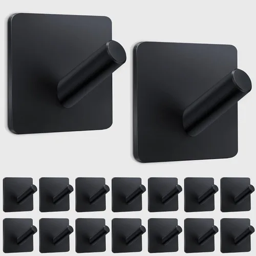 Vista 9 de xdgeLoad Ganchos para toallas de baño, 4 unidades, ganchos de pared resistentes para baños, abrigos, batas, cocina, ganchos autoadhesivos sin Negro