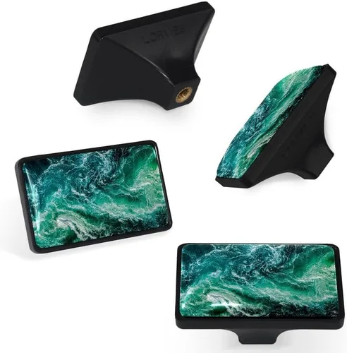Vista 2 de LORVIES Paquete de 4 pomos decorativos para gabinetes, 1.65 pulgadas de ABS de vidrio rectangular de un solo agujero, tiradores de puerta de cajón