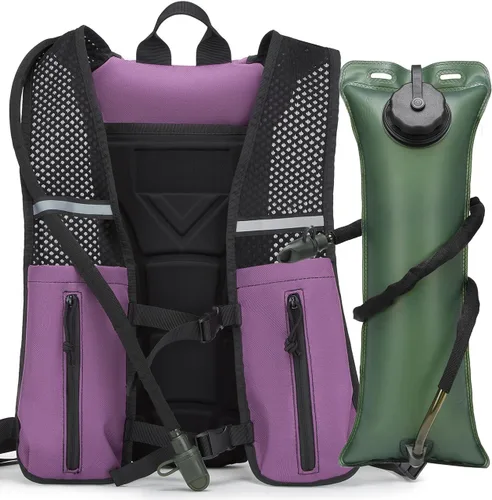 Vista 4 de Mochila de hidratación para correr, chaleco ligero con bolsa de mochila de agua de 3 litros, sin BPA para senderismo, maratón, ciclismo