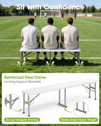 Vista 11 de Pureegg Juego de mesa plegable de 6 pies y 2 sillas, resistente, picnic