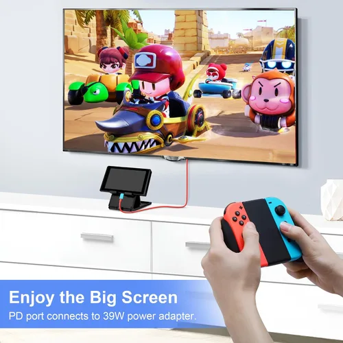 Vista 2 de Switch Dock para Nintendo Switch y OLED, cable adaptador USB C a HDMI para Nintendo Switch, cable de conversión tipo C a HDMI que reemplaza
