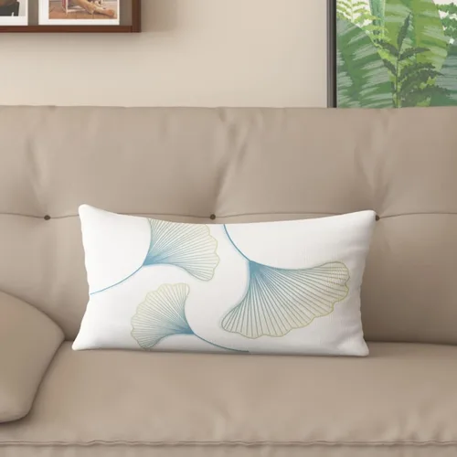 Vista 13 de Funda de almohada de mezcla de algodón y lino de estilo nórdico con patrón de hojas de ginkgo, funda de cojín para sofá del hogar, funda de almohada