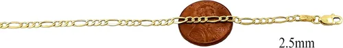Vista 3 de Yellow Gold Hollow Figaro Chain Collar real de 10 quilates de 16 a 24 pulgadas, 0.098in