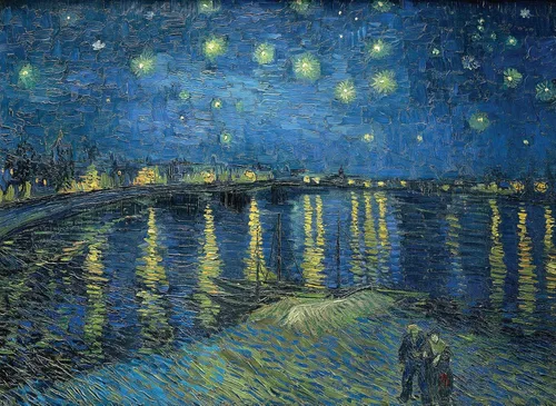 Vista 7 de Vincent Van Gogh - La noche estrellada 1889 y la noche estrellada sobre el ródano por Vincent Van Gogh - Póster impreso (laminado, 18 x 24 pulgadas)