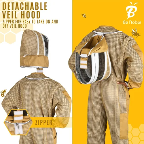 Vista 4 de Traje de apicultura profesional de 3 capas – Traje de abeja protector resistente para un manejo seguro y eficiente de la apicultura.
