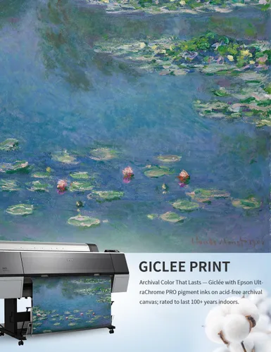 Vista 6 de IPIC - Reproducción artística de los lirios de agua de Claude Monet 1906, impresiones giclée coinciden con el marco dorado clásico, arte de pared