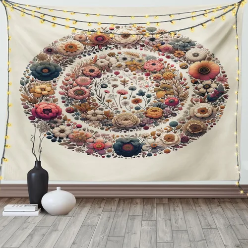 Vista 167 de Ambesonne Tapiz hippie, abrazo de hongos de ensueño y árbol de la vida místico y mandal verde, decoración de tela para colgar en la pared