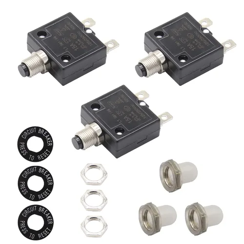 Vista 10 de Interruptor de circuito de botón de reinicio manual, interruptor de sobrecarga térmica de 12V-24V CC para lancha, RV, automóvil, camión 5A