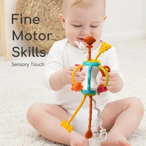 Vista 3 de Juguetes Montessori para niños pequeños de 18 meses, juguetes sensoriales para asiento de automóvil, juguetes esenciales de silicona para recién