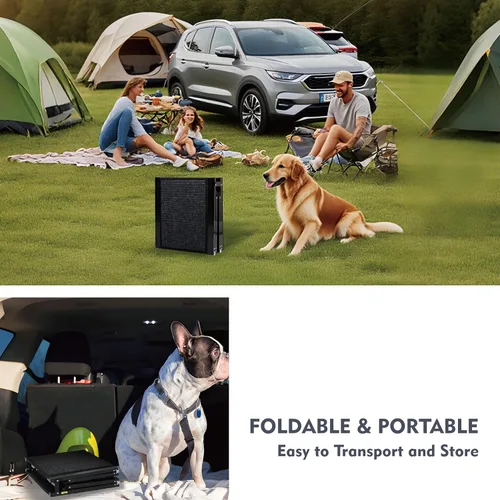 Vista 4 de Rampa para perros grandes, rampa plegable de 71 x 19.5 pulgadas para automóvil, SUV, camión, portátil, con superficie antideslizante y rieles
